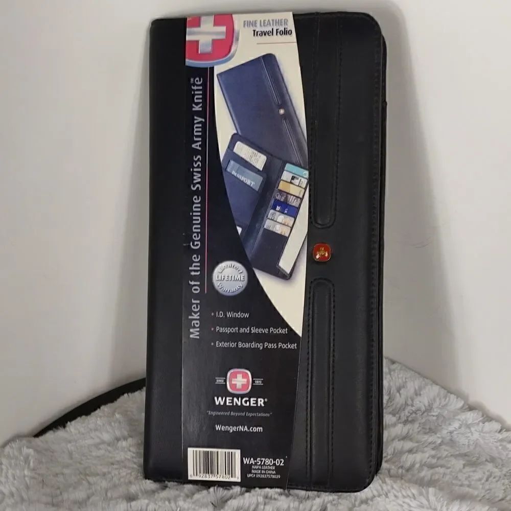 Wenger Black Leather Travel Folio